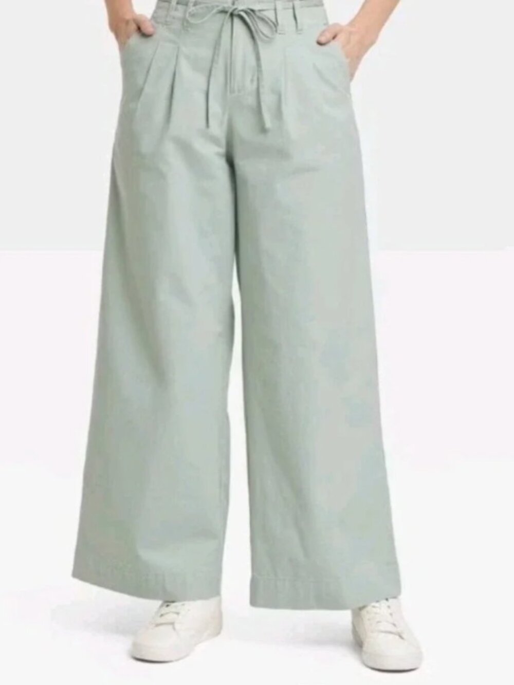 Women's High-Rise Wide Leg Chino Pants - A New Day™ Green - Size 2